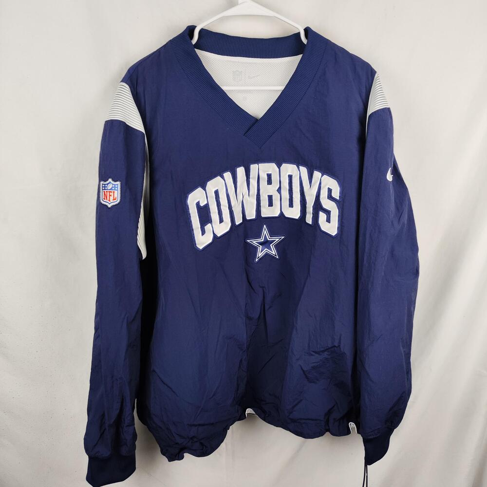 Dallas Cowboys Jacket Mens 2XL Blue White NFL Football Pullover Windbreaker Nike